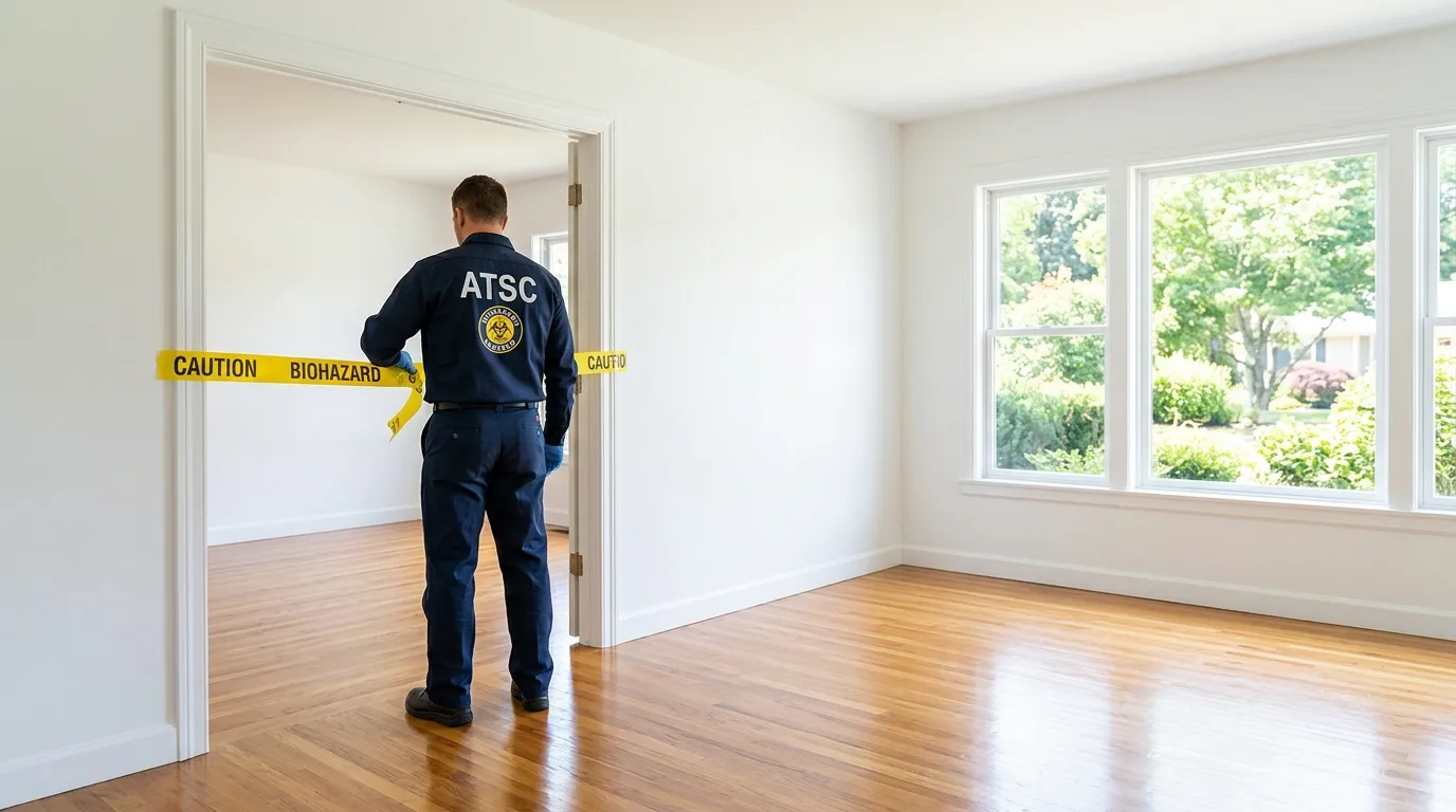 Certified biohazard cleanup crew performing Decomposition Cleanup in Frederick